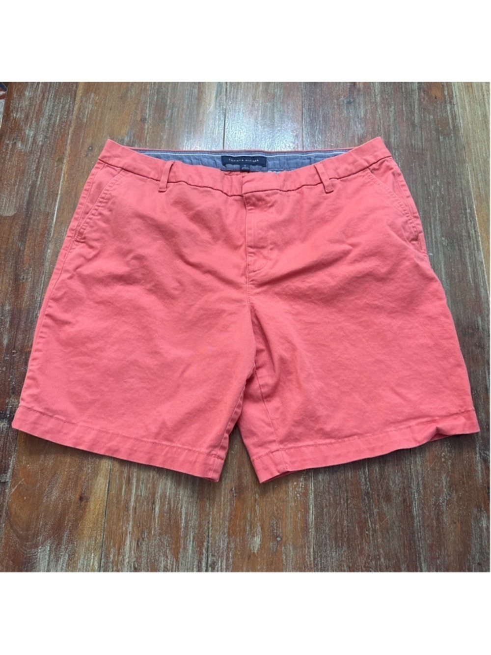 Tommy Hilfiger Chino Shorts Size 16 Coral Pink Cotton Stretch Bermuda 8” Inseam